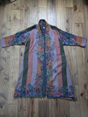 Baba 100% Wool Colourful Embroidered Coatigan Duster